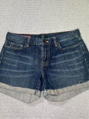 J. Crew Hipslung Mid Rise Dark Blue Denim Rolled Hem Women's Shorts Sz 4 Summer